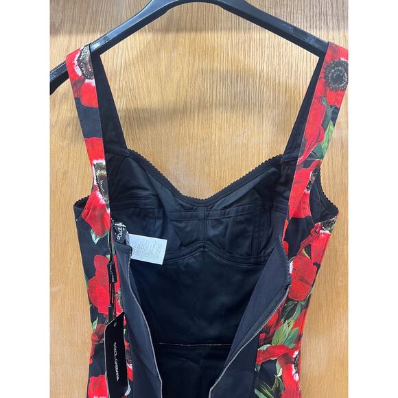 NWT Dolce & Gabbana Rose floral-print bodysuit Top Red Black IT 36 US XS - Picture 7 of 10